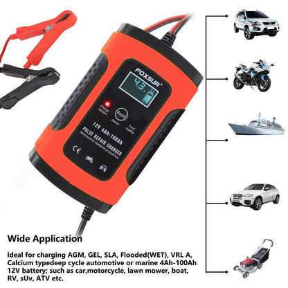12V Intelligent Universal Battery Charger for Cars & Bikes